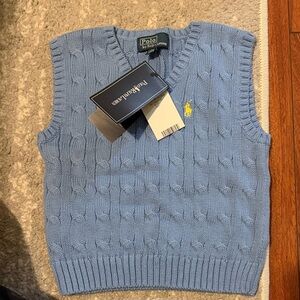 Polo by Ralph Lauren Men's Light Blue V-Neck Sweater Vest